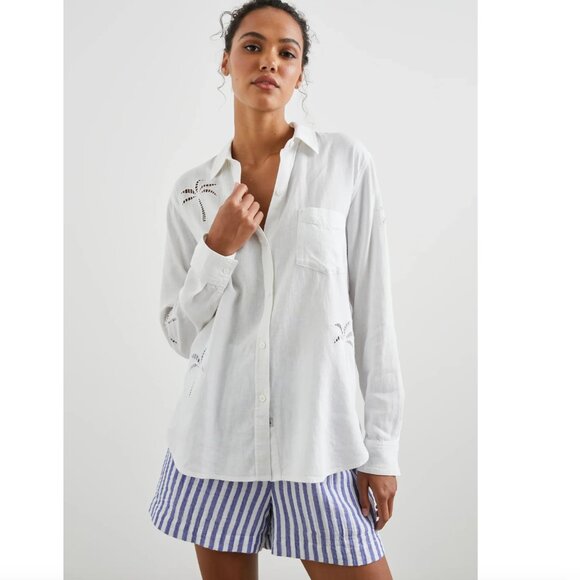 [Rails] Charli Shirt - White Palm Tree Eyelet - Picture 1 of 6